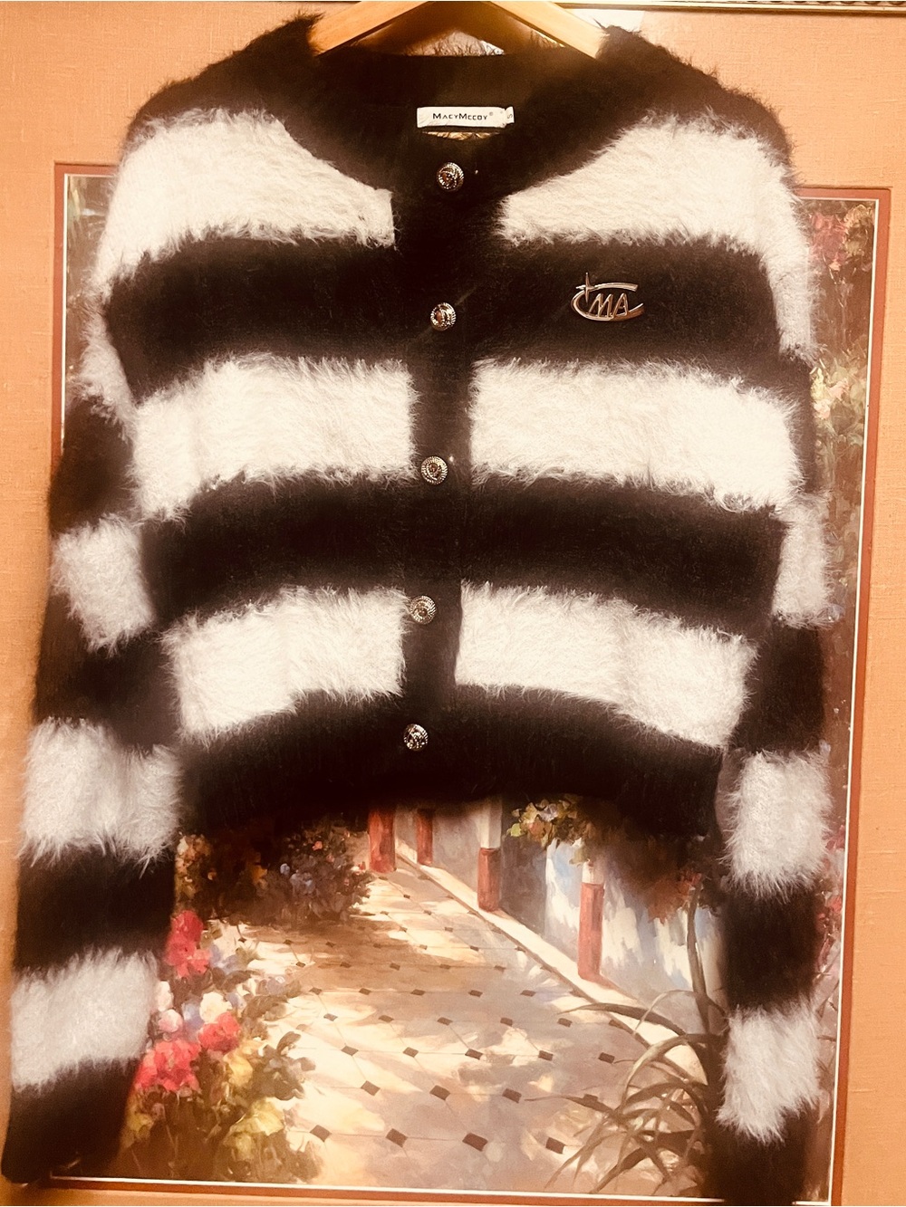 Macy McCoy Black & White  Striped Cardigan